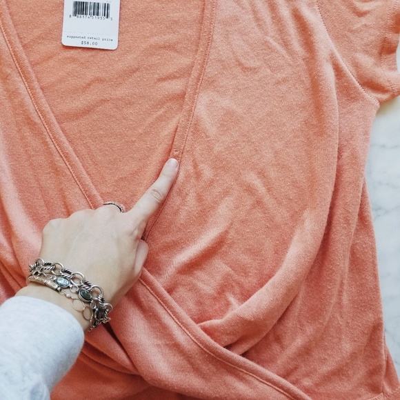 🌿NWT Free People Surplice Tee Coral - XS - Picture 5 of 6
